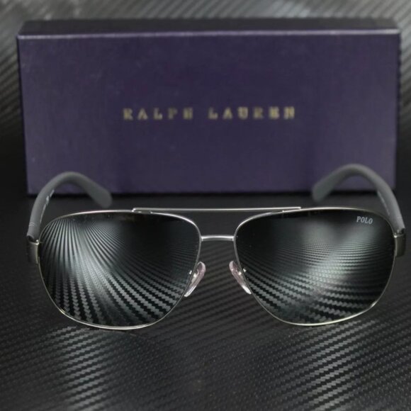 RALPH LAUREN POLO Gunmetal Mir Silver 60 mm Men's Sunglasses - Picture 5 of 5